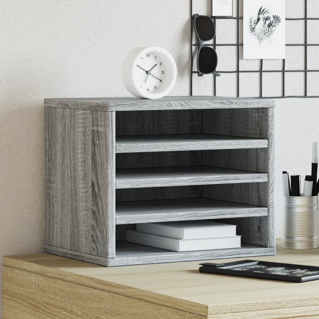 Vidaxxl skrivebordsorganisator 36x26x29,5 cm konstrueret træ, grå sonoma eg