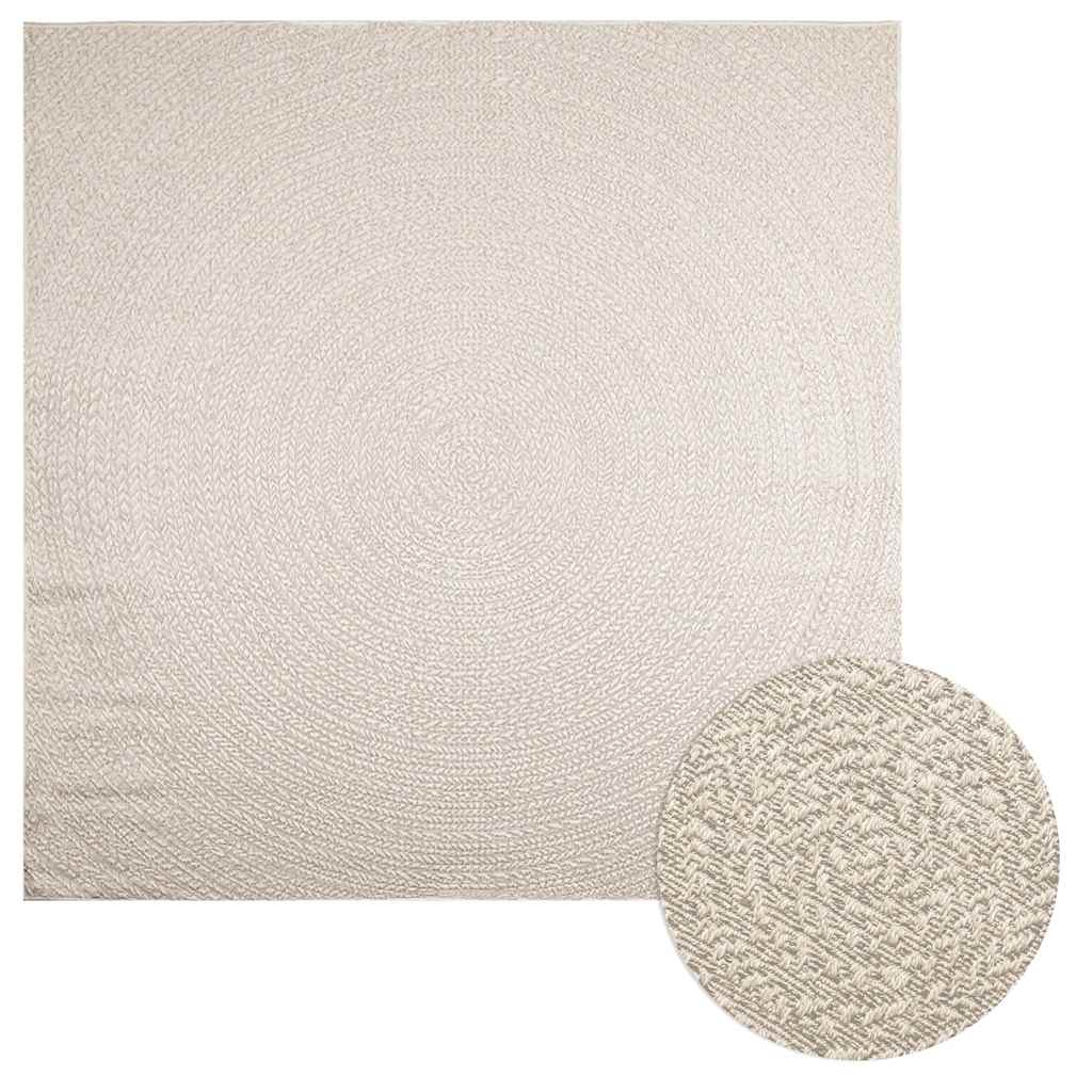 VidaXL tæppe zizur creme indendørs og udendørs 240x240 cm jute look