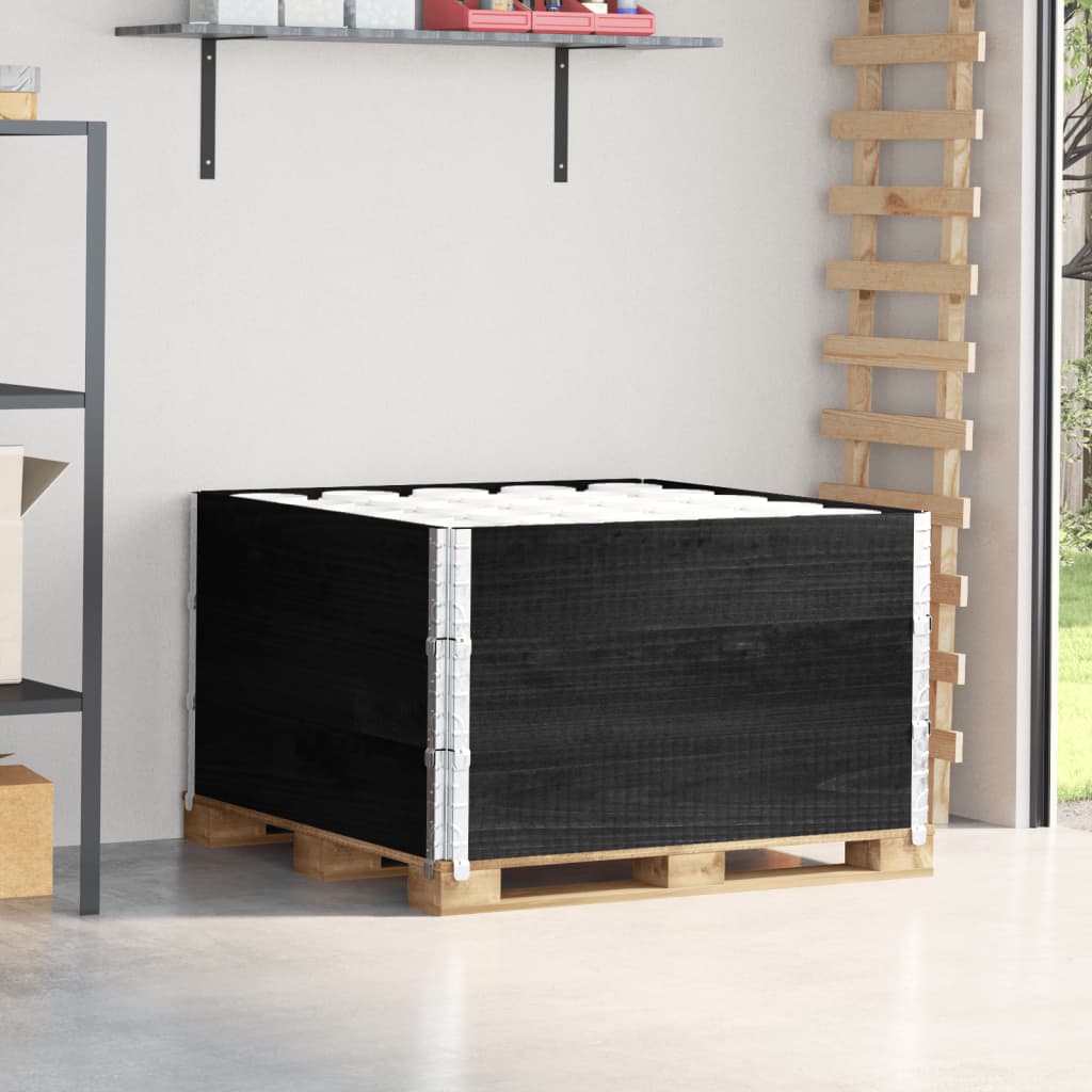VidaXL Palletoprammer 3 stk 100x100 cm massiv fyrretræ sort