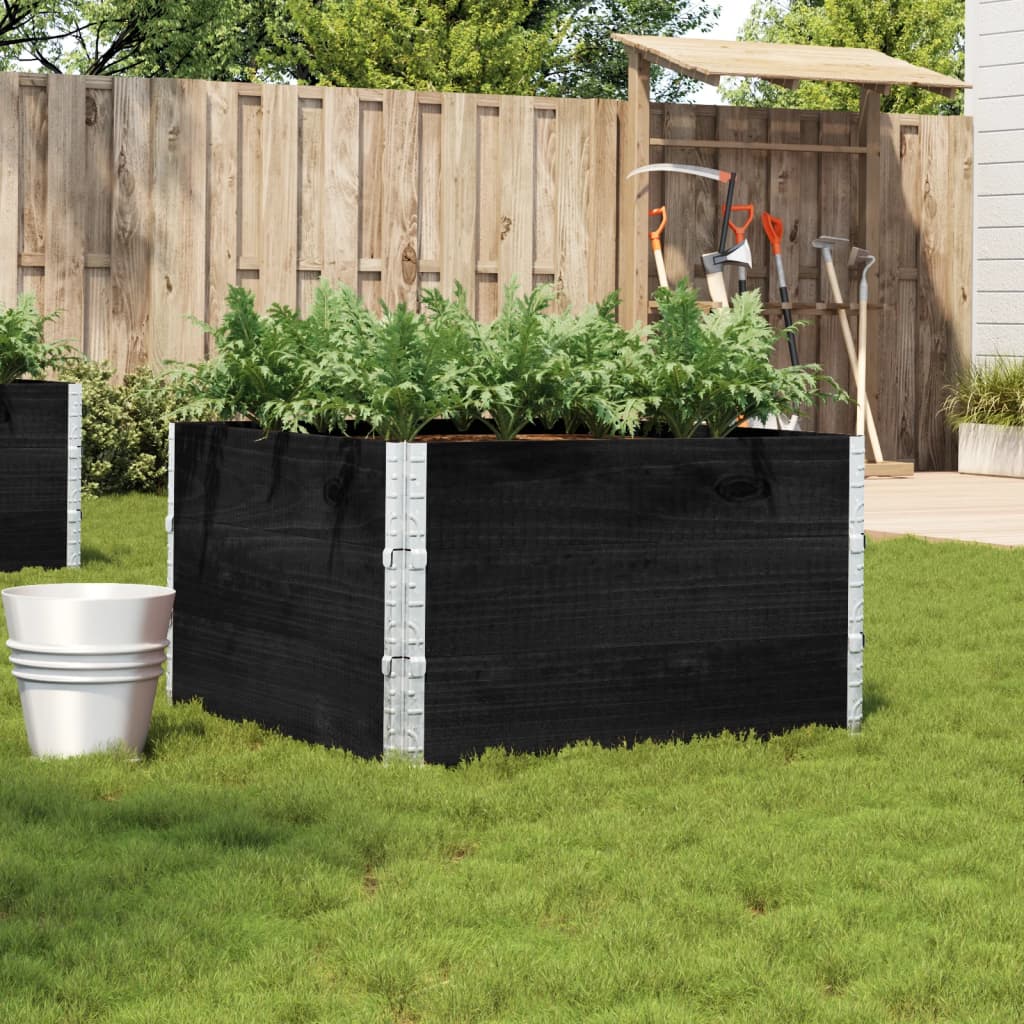 VidaXL Plantekasse 100x100 cm massiv fyrretræ sort
