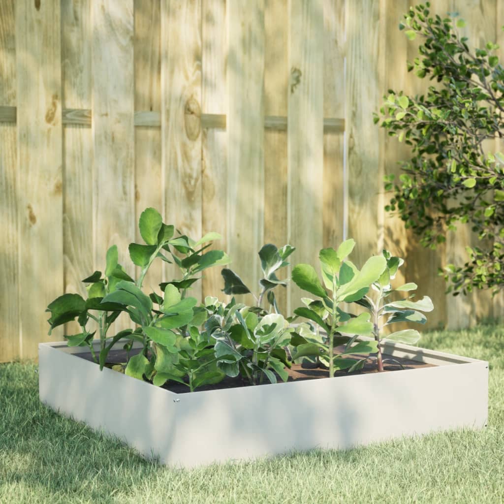 Vidaxx plantekasse hævet 100x100x33,5 cm stål hvid