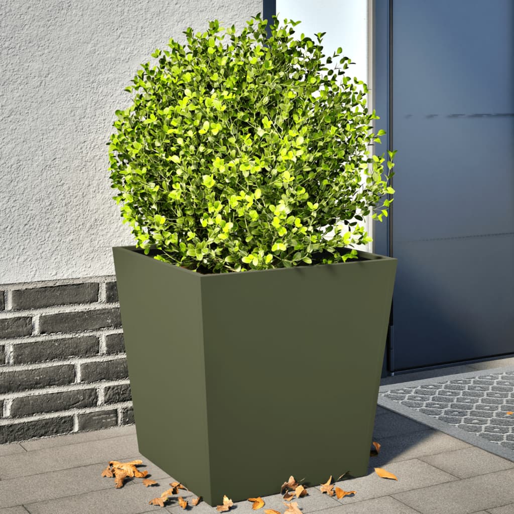 Vidaxx plantekasser 2 stk 50x50x50 cm stål olivengrøn