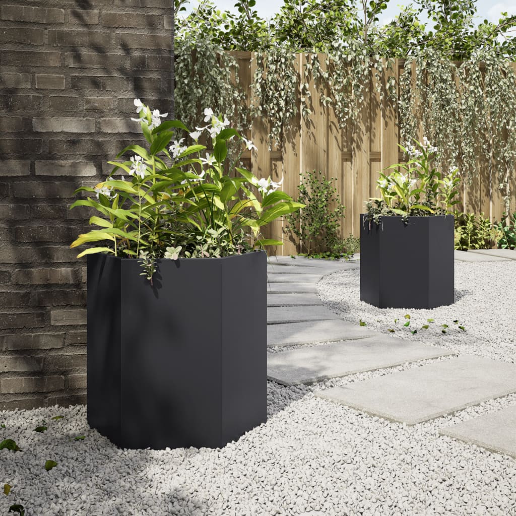 Vidaxx plantekasser 2 stk sekskant 46x40x45 cm stål sort