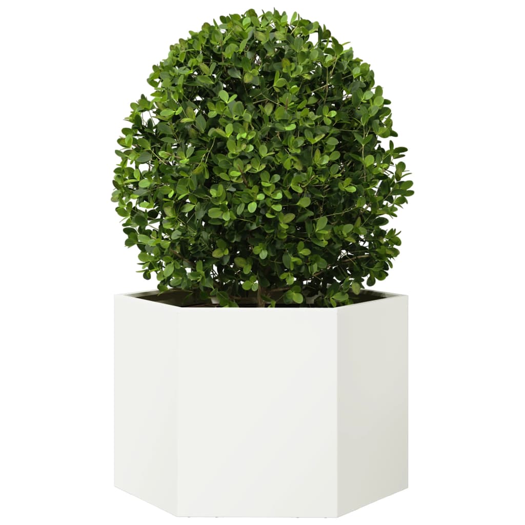 Vidaxx plantekasse sekskant 69x60x45 cm stål hvid