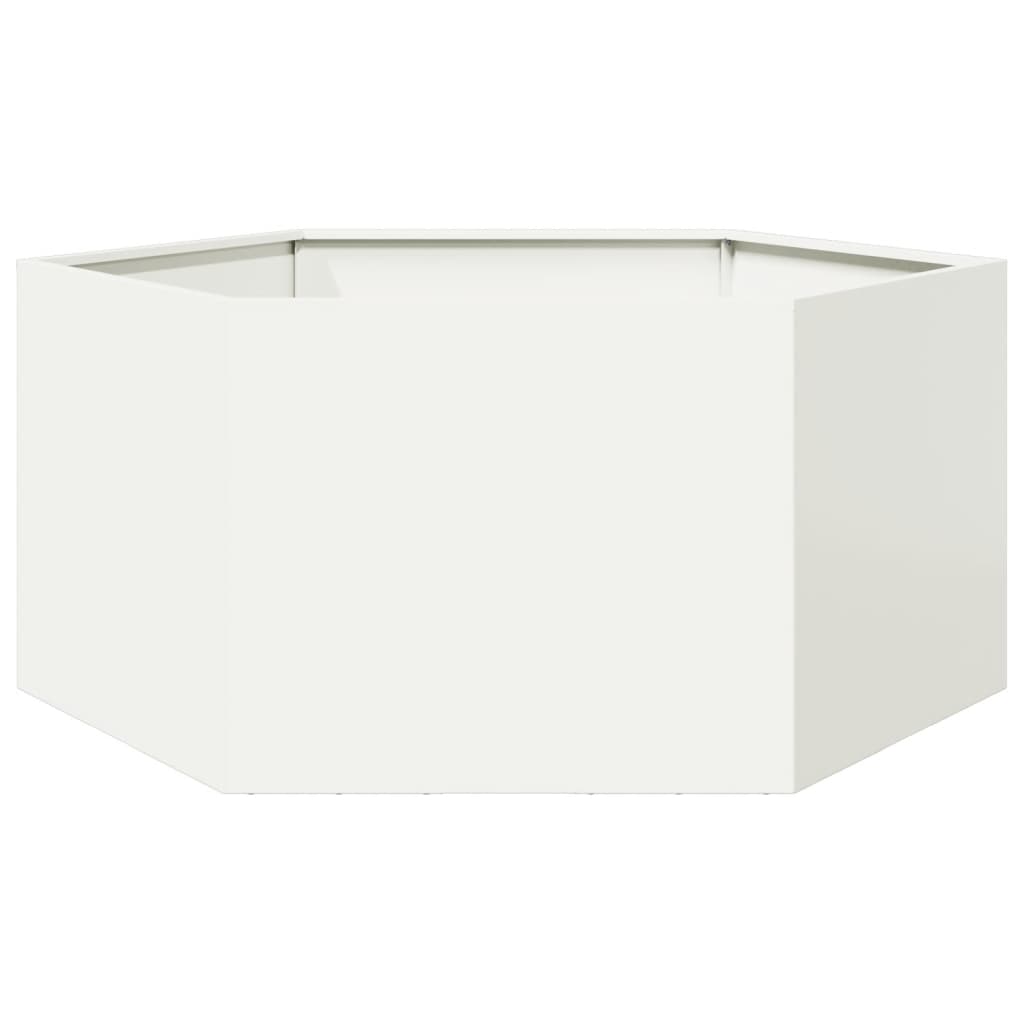 Vidaxx plantekasse sekskant 104x90x45 cm stål hvid