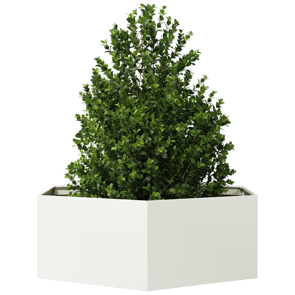 Vidaxx plantekasse sekskant 138x120x45 cm stål hvid