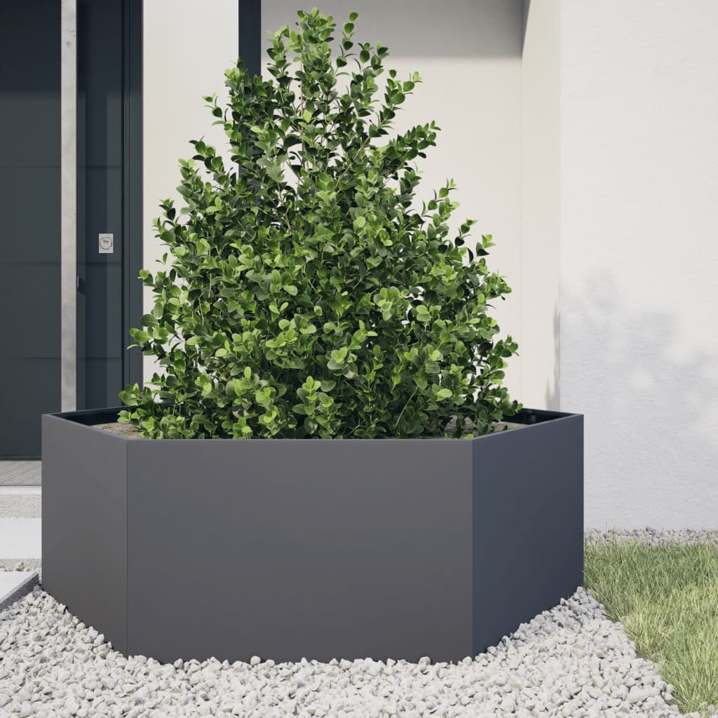Vidaxx plantekasse sekskant 138x120x45 cm stål antracit