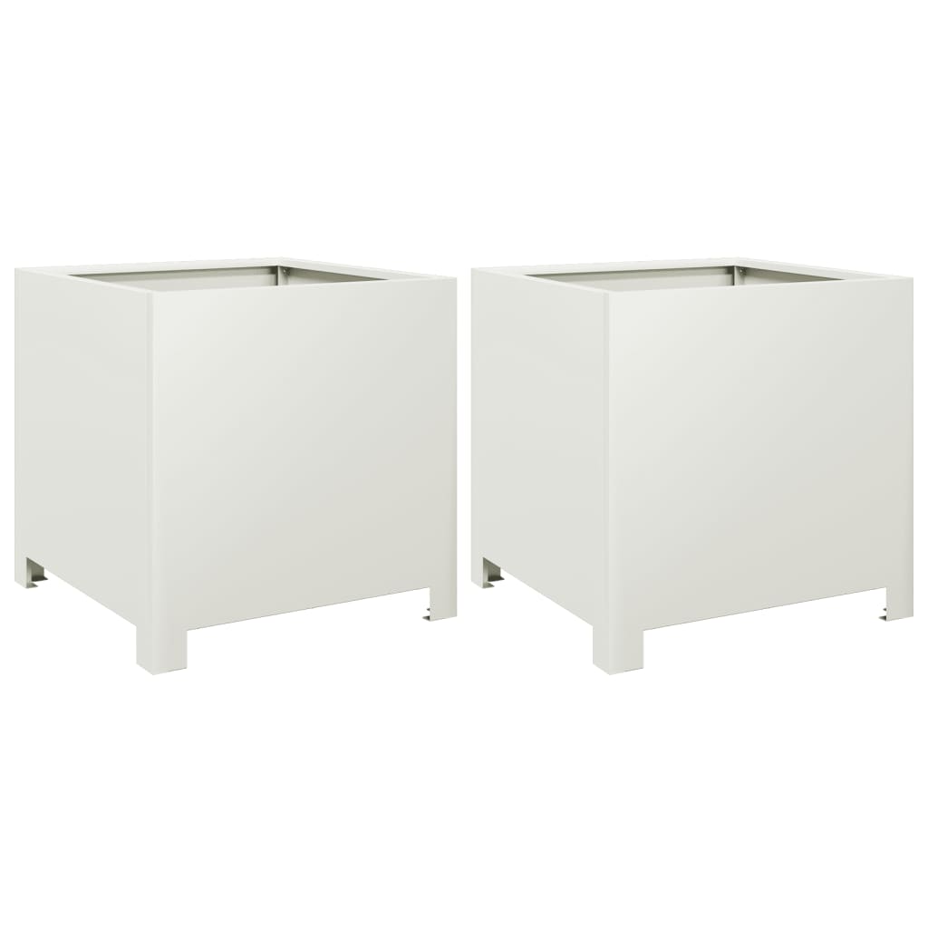 Vidaxx plantekasser 2 stk 40x40x40 cm stål hvid