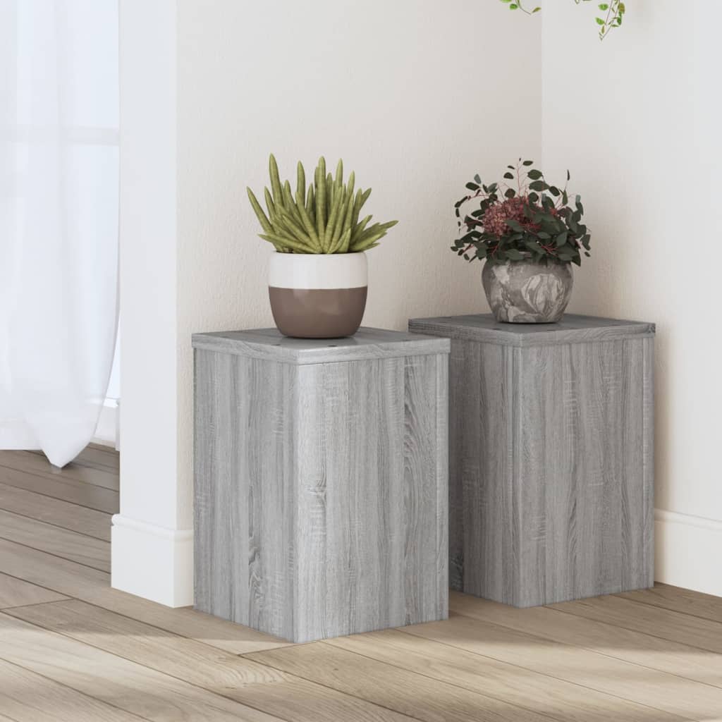 VidaXL plantestativer 2 stk 20x20x30 cm konstrueret træ grå sonoma