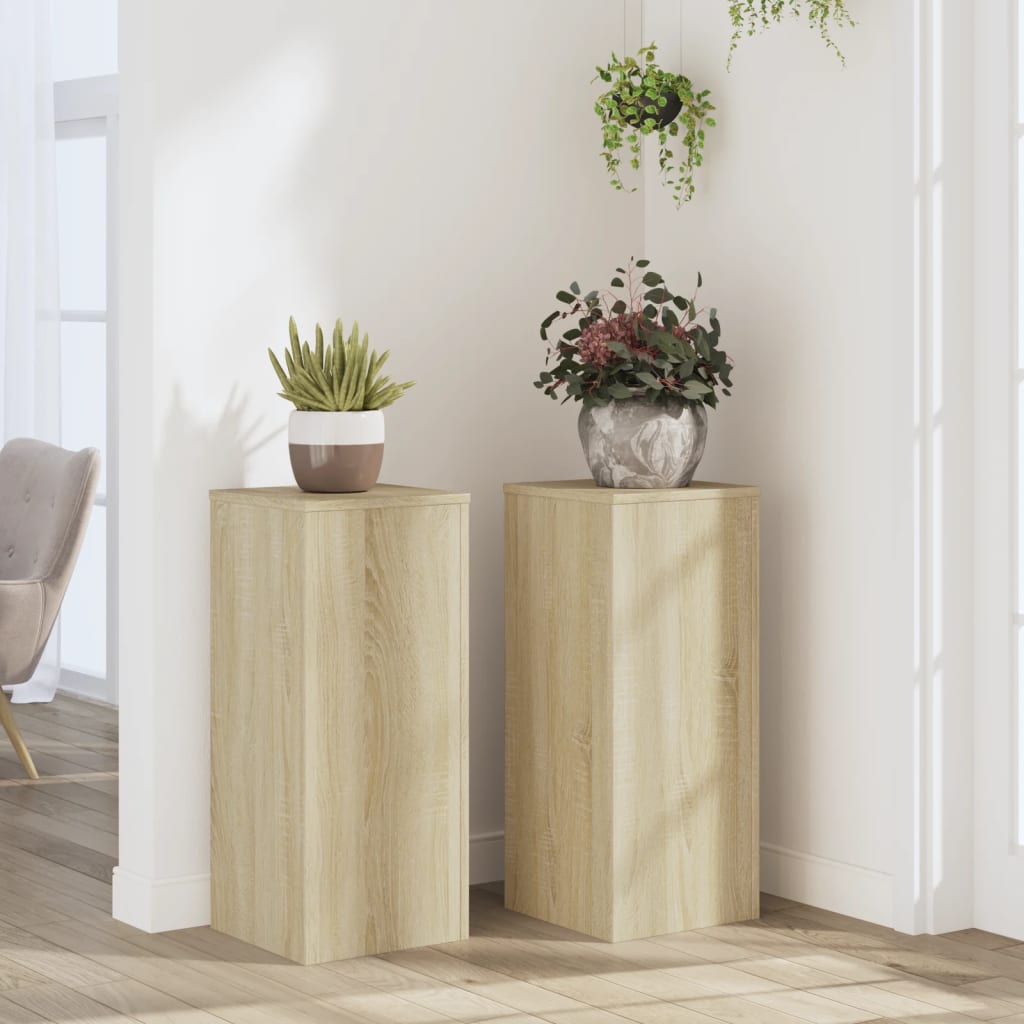 VidaXL plantestativer 2 stk 30x30x70 cm konstrueret træ sonoma eg