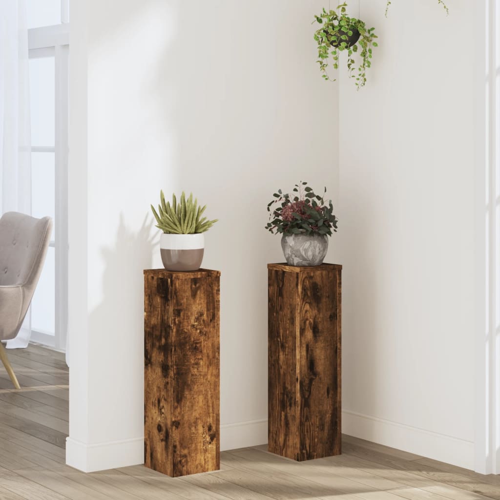 Vidaxx plantestativer 2 stk 17x17x60 cm forarbejdet træ røget eg