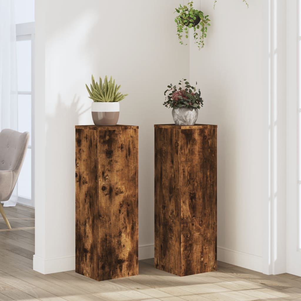 Vidaxx plantestativer 2 stk 25x25x80 cm forarbejdet træ røget eg