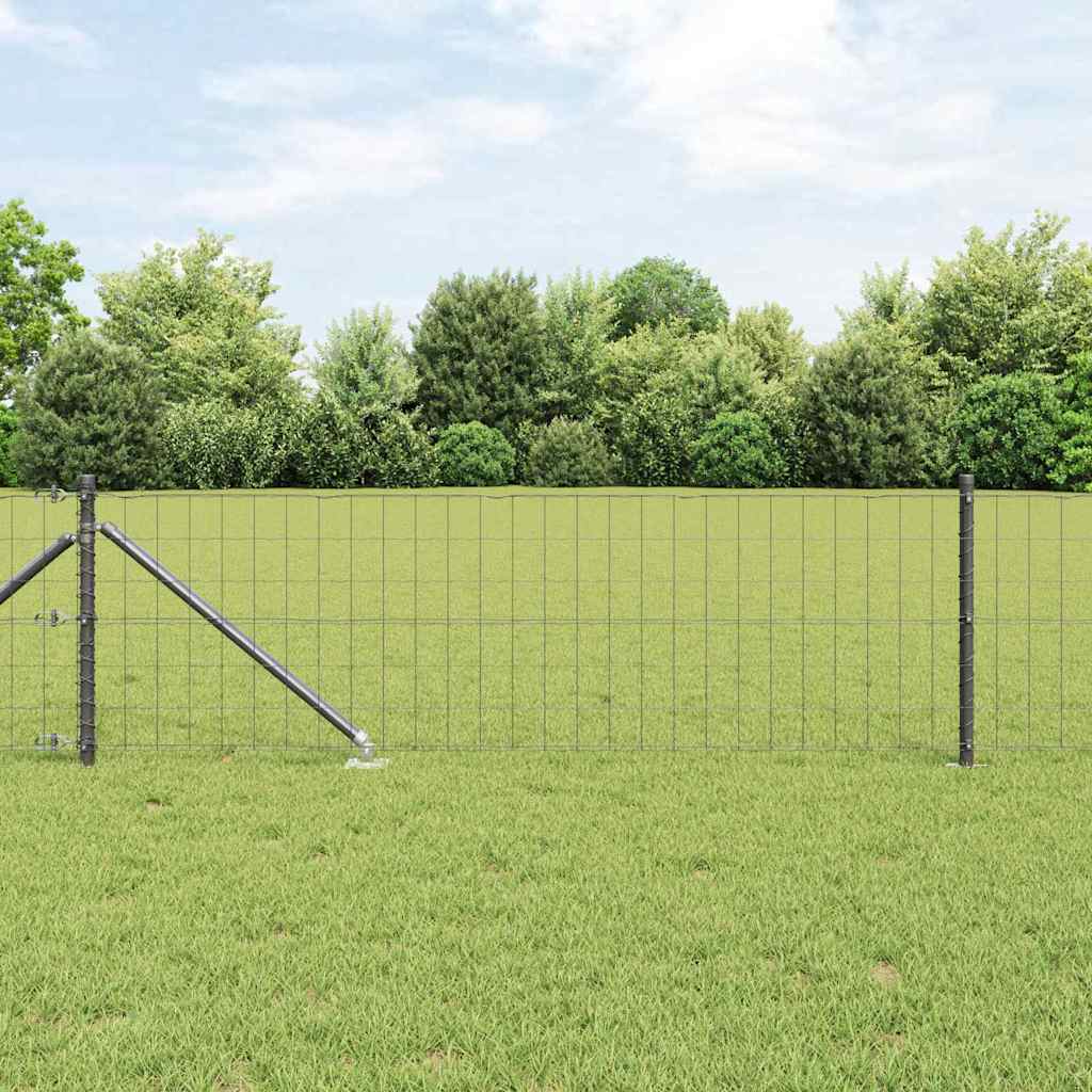 Vidaxl hek met paal grijs 0,4 x 10 m staal en pvc