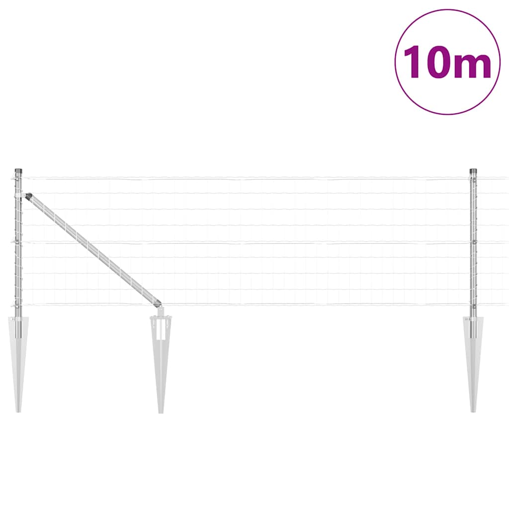 Vidaxl hek met paal zilver 0,4 x 10 m staal