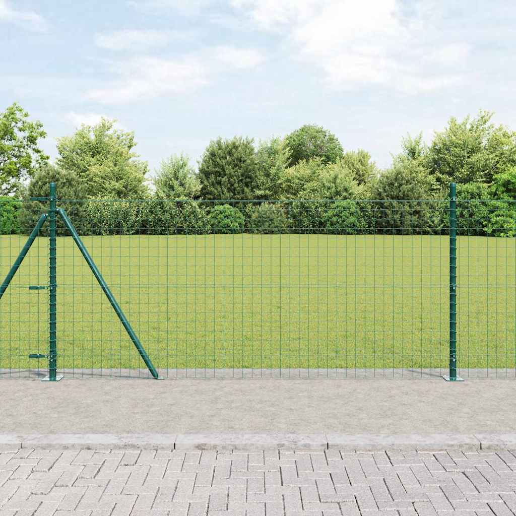 Vidaxl hek met paal groen 0,8 x 10 m staal en pvc