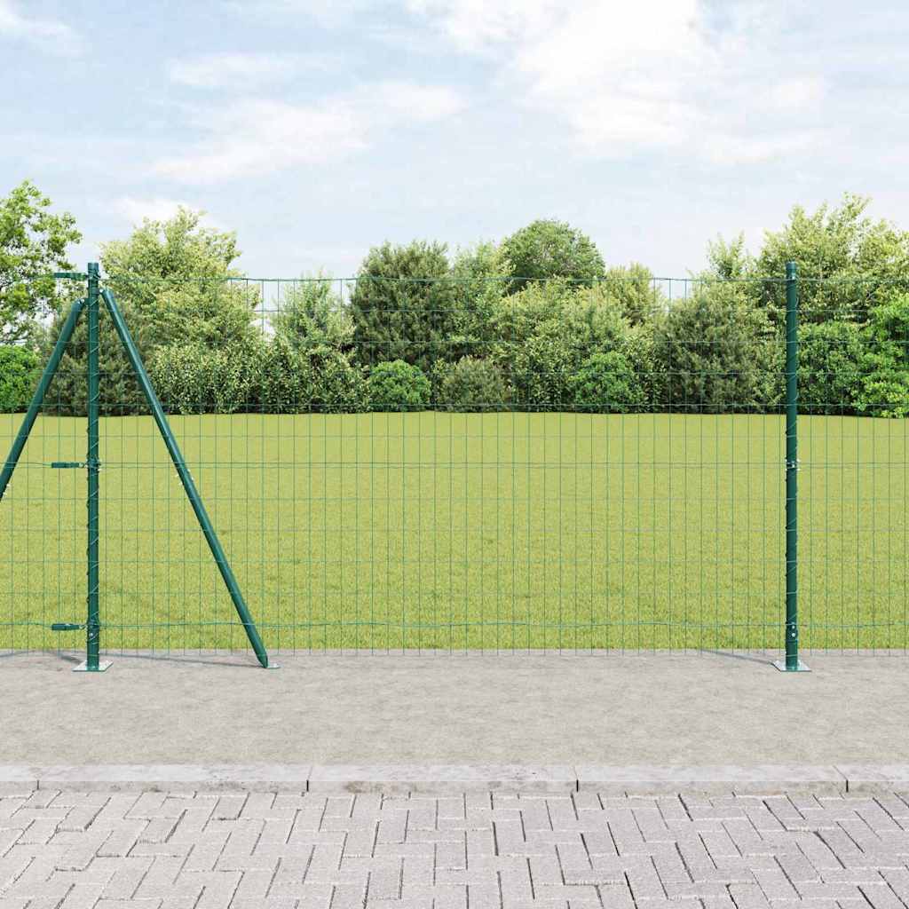 Vidaxl hek met paal groen 1,2 x 10 m staal en pvc