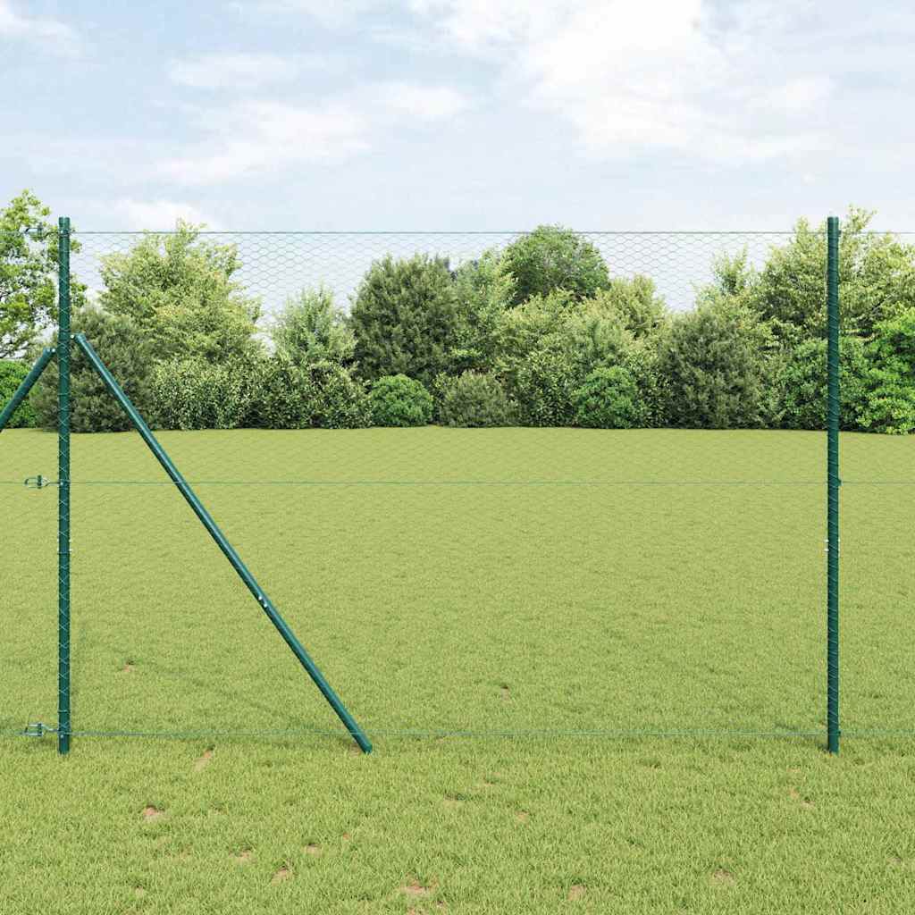 Vidaxl afrasteringspaal groen 10 x 1,5 m (25 mm gaas) staal en pvc