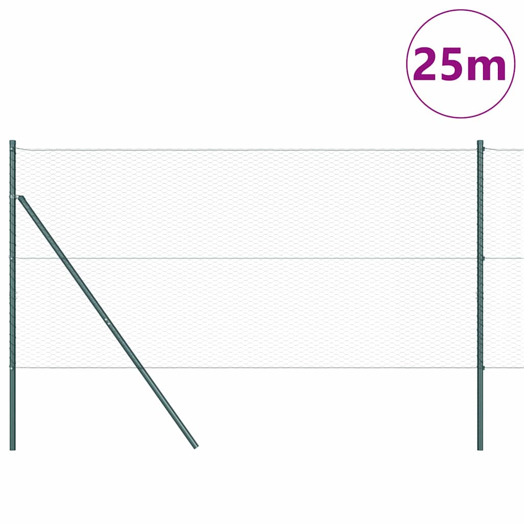 Vidaxl afrasteringspaal groen 25 x 1 m (25 mm gaas) staal