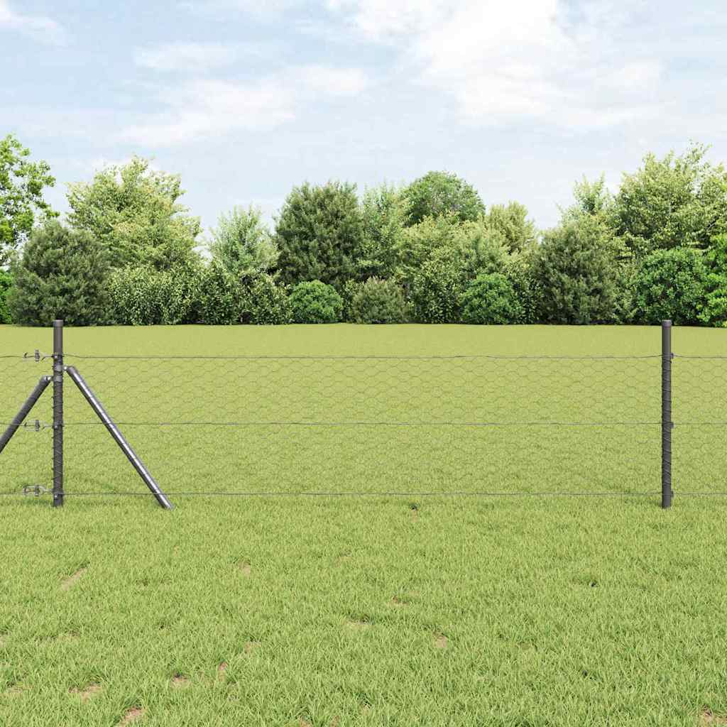 Vidaxl afrasteringspaal grijs 25 x 0,6 m (36 mm gaas) staal en pvc
