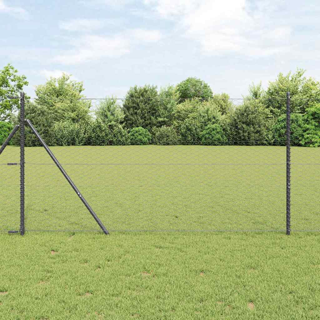 Vidaxl afrasteringspaal grijs 25 x 1 m (36 mm gaas) staal