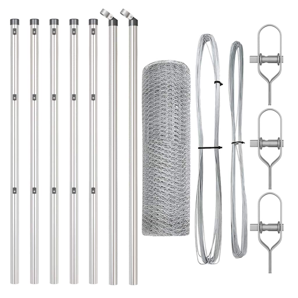 Vidaxl afrasteringspaal zilver 10 x 0,8 m (25 mm gaas) staal