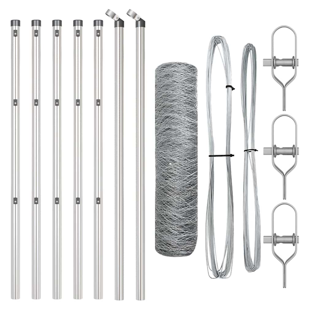 Vidaxl afrasteringspaal zilver 10 x 0,8 m (36 mm gaas) staal