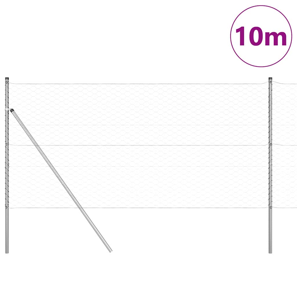 Vidaxl afrasteringspaal zilver 10 x 1 m (50 mm gaas) staal