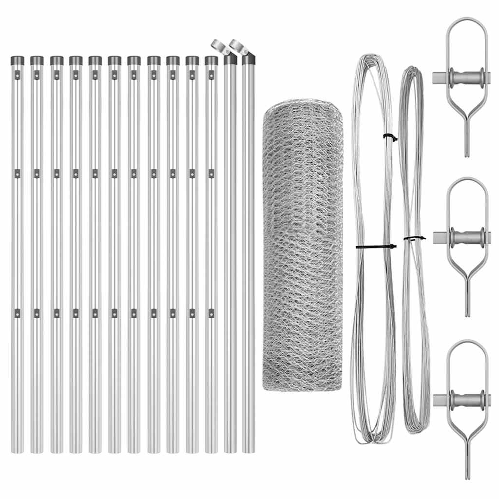 Vidaxl afrasteringspaal zilver 25 x 0,5 m (25 mm gaas) staal