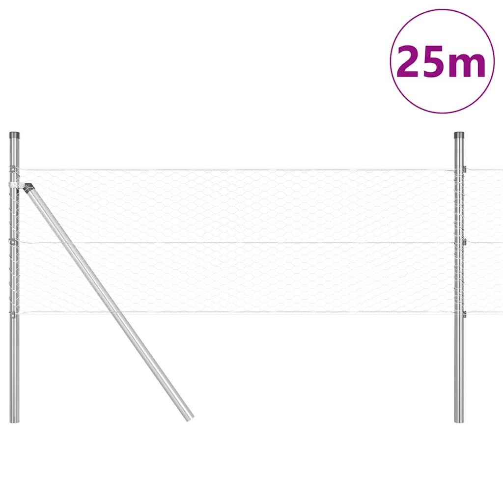 Vidaxl afrasteringspaal zilver 25 x 0,5 m (25 mm gaas) staal