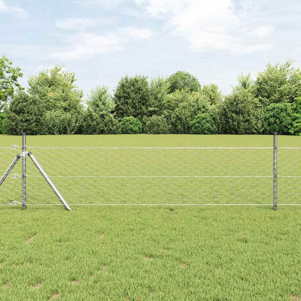 Vidaxl afrasteringspaal zilver 50 x 0,4 m (50 mm mesh) staal