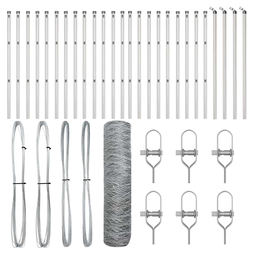Vidaxl afrasteringspaal zilver 50 x 0,4 m (50 mm mesh) staal