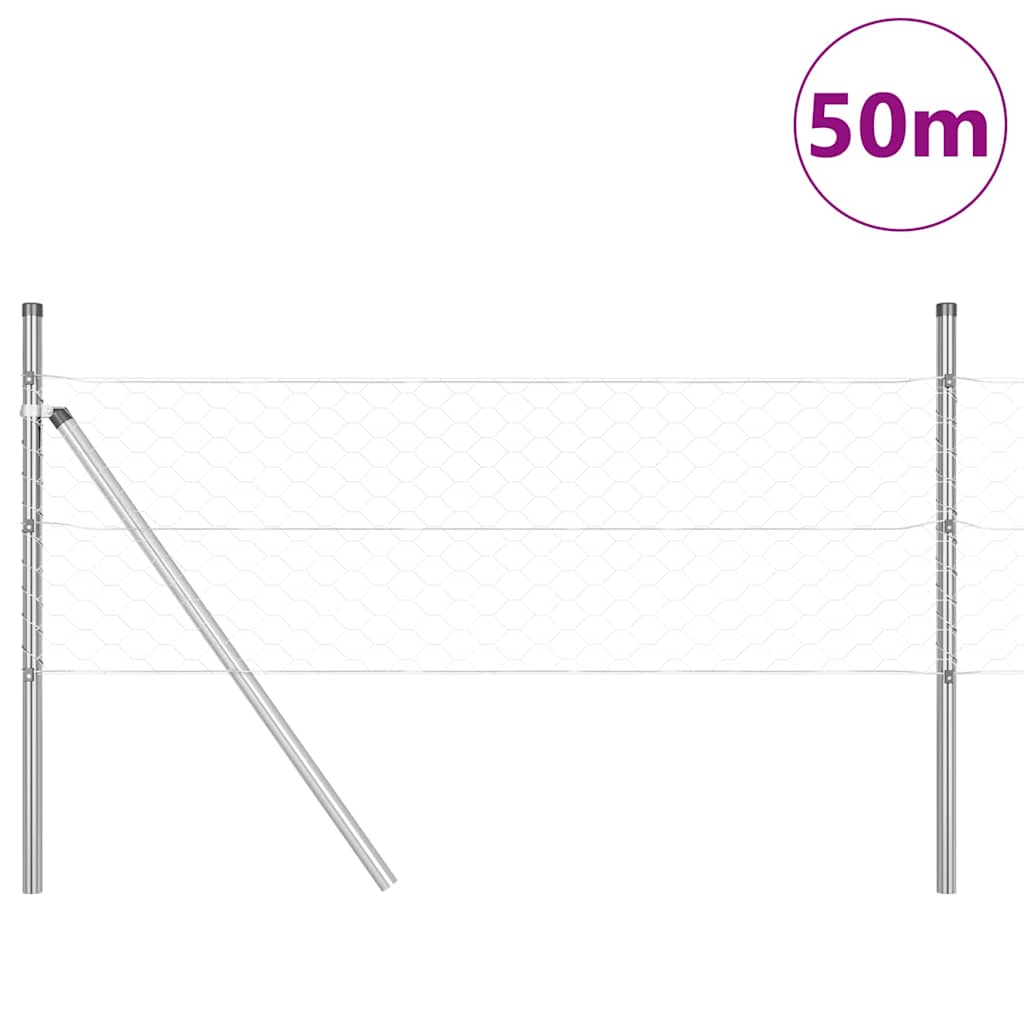 Vidaxl afrasteringspaal zilver 50 x 0,4 m (50 mm mesh) staal