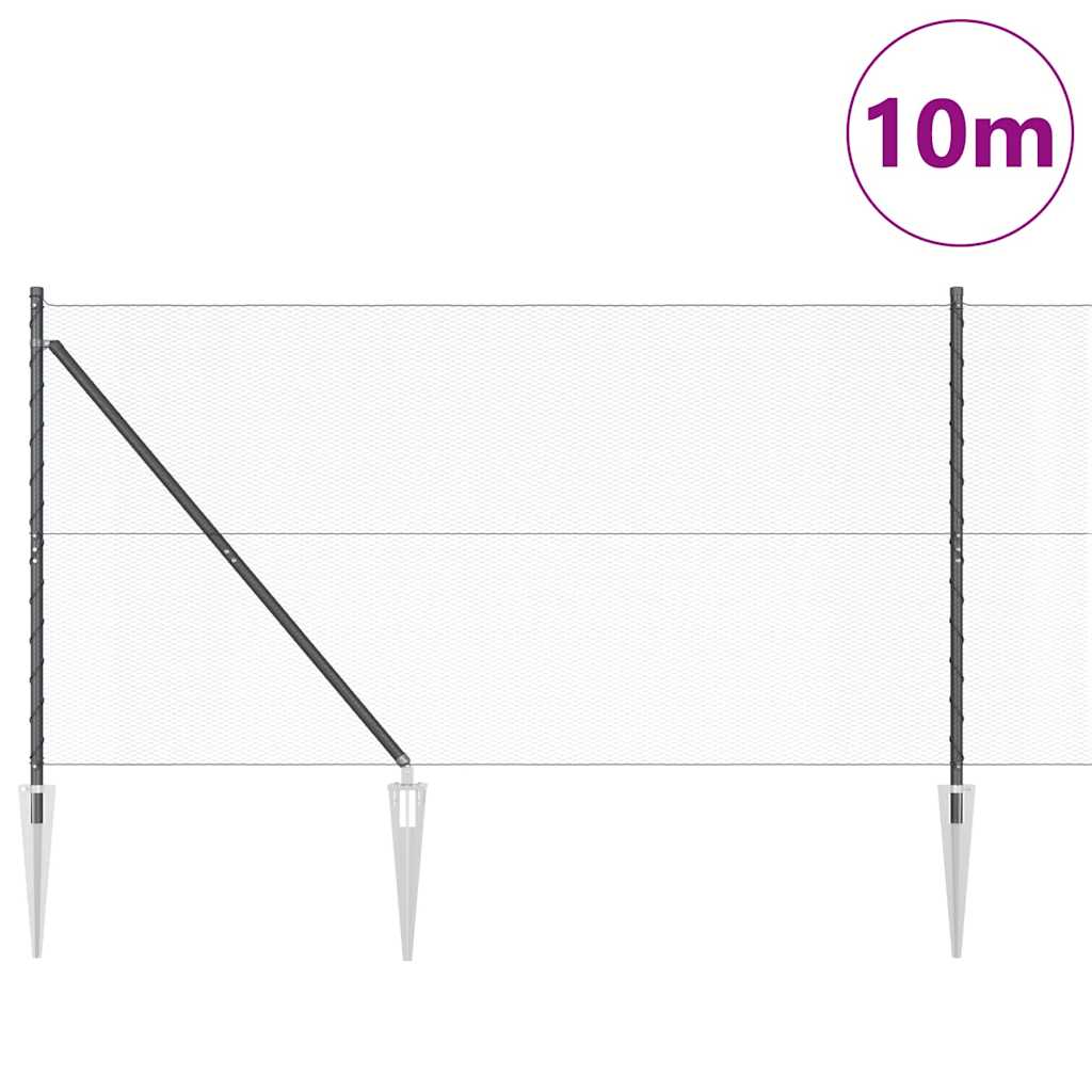 Vidaxl afrasteringspaal grijs 10 x 1,2 m (13 mm gaas) staal en pvc