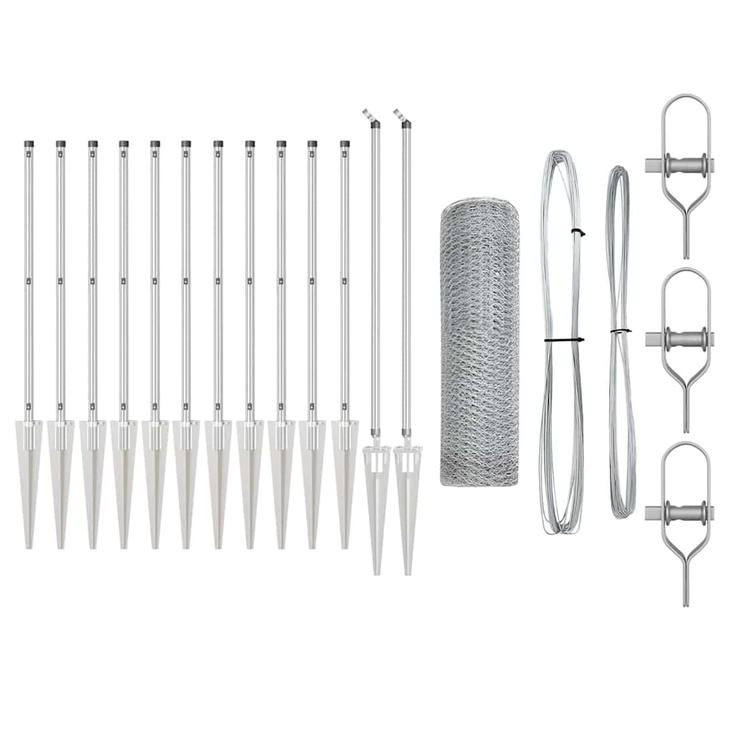 Vidaxl afrasteringspaal zilver 25 x 0,4 m (13 mm gaas) staal