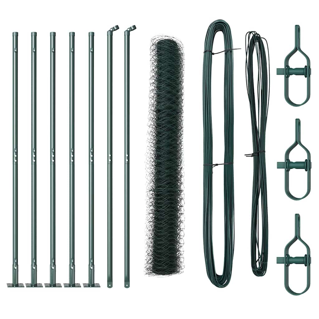 Vidaxl afrasteringspaal groen 10 x 1,2 m (50 mm gaas) staal en pvc