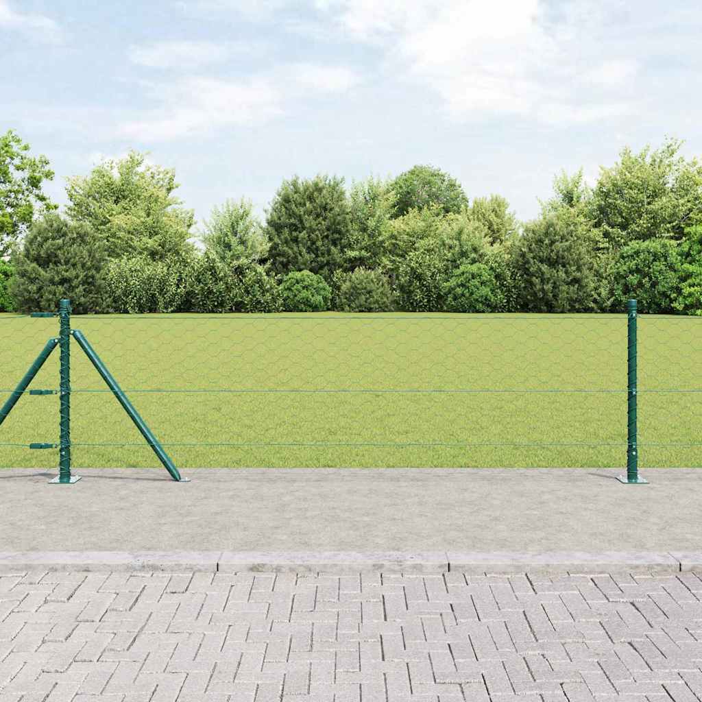 Vidaxl afrasteringspaal groen 25 x 0,6 m (50 mm gaas) staal en pvc