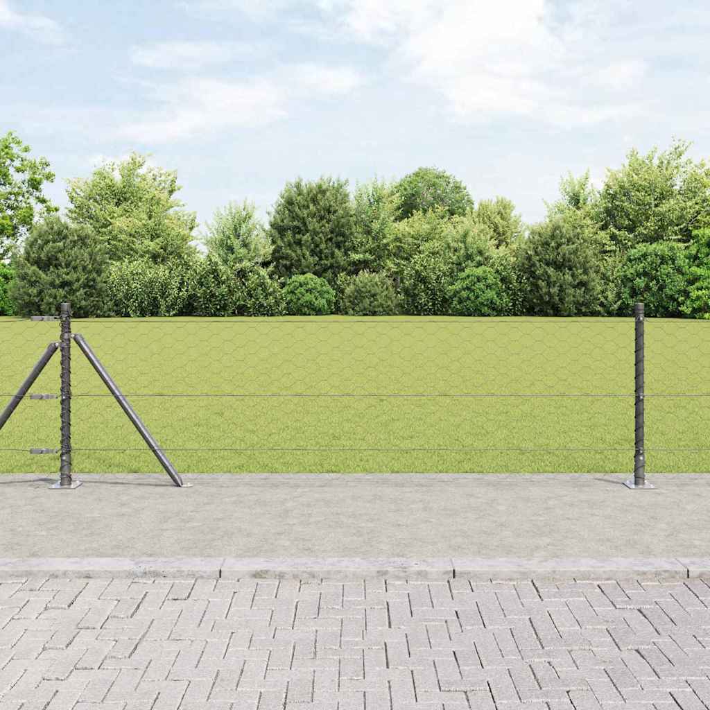 Vidaxl afrasteringspaal grijs 25 x 0,4 m (50 mm gaas) staal en pvc