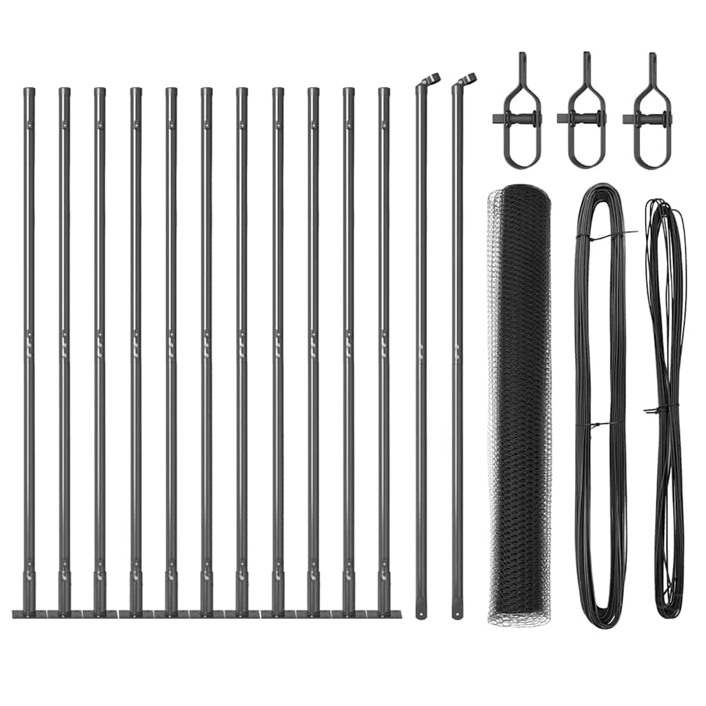 Vidaxl afrasteringspaal grijs 25 x 0,8 m (13 mm gaas) staal en pvc