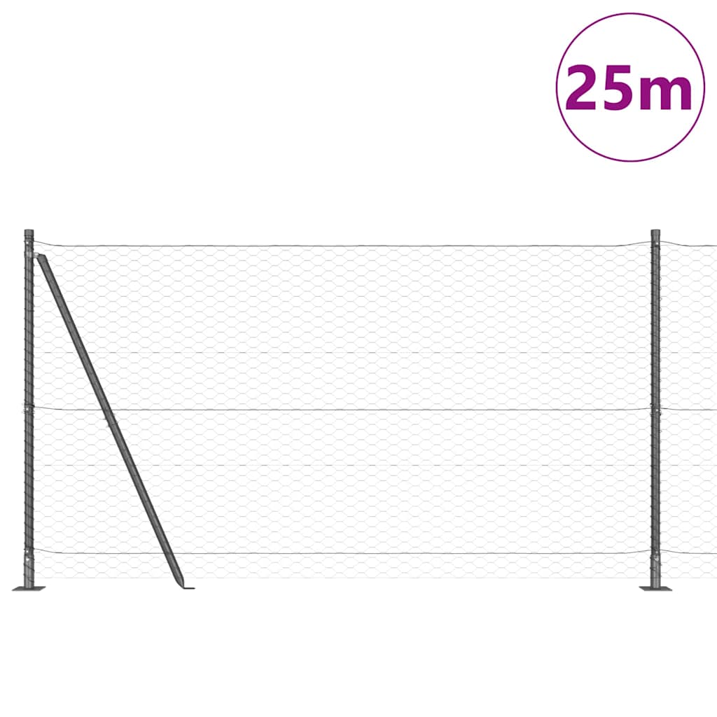 Vidaxl afrasteringspaal grijs 25 x 1,2 m (36 mm gaas) staal