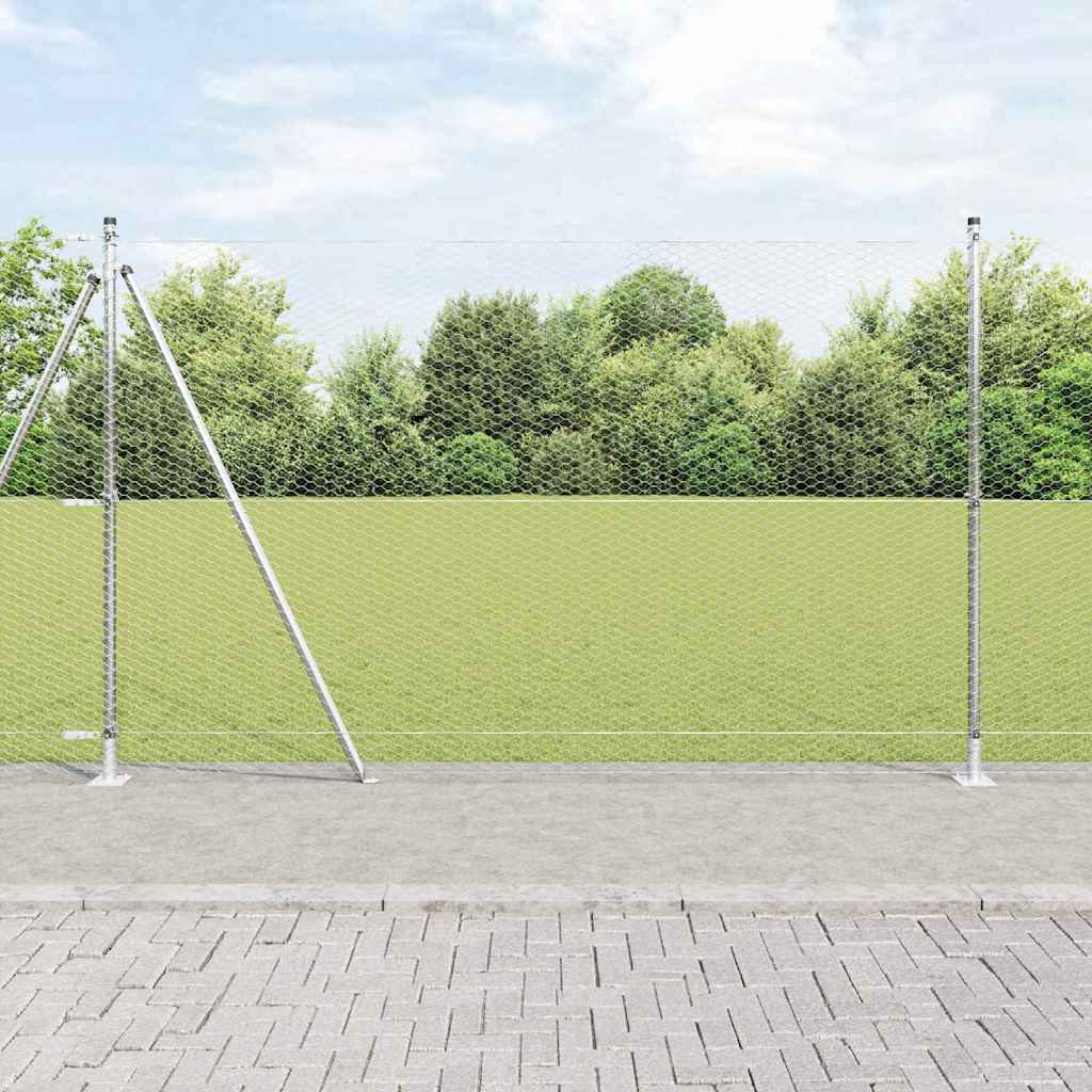 Vidaxl afrasteringspaal zilver 10 x 1,5 m (25 mm gaas) staal
