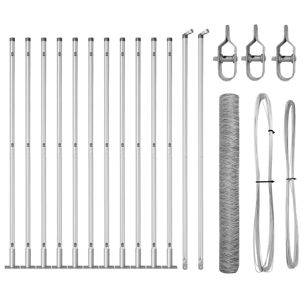 Vidaxl afrasteringspaal zilver 25 x 0,8 m (50 mm gaas) staal