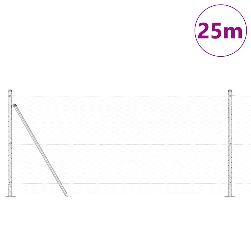 Vidaxl afrasteringspaal zilver 25 x 0,8 m (50 mm gaas) staal