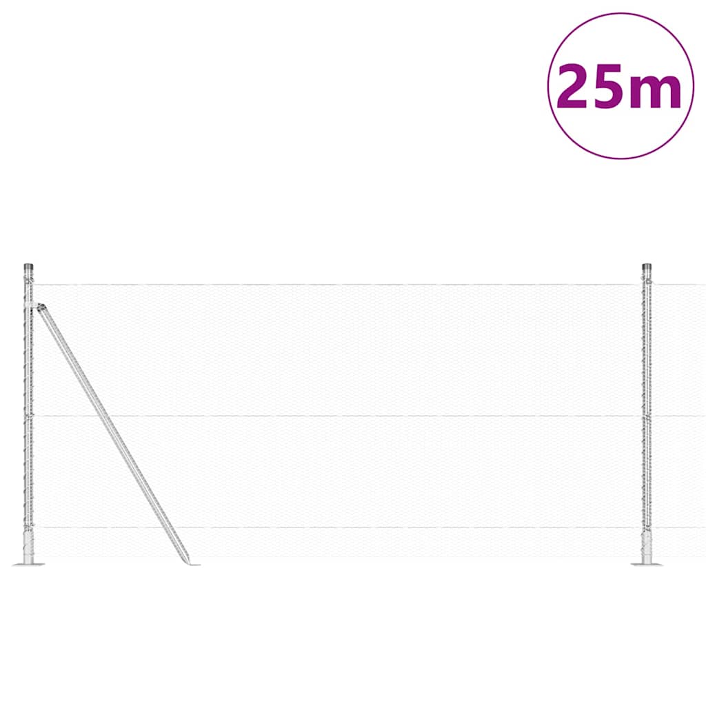Vidaxl afrasteringspaal zilver 25 x 1 m (13 mm gaas) staal