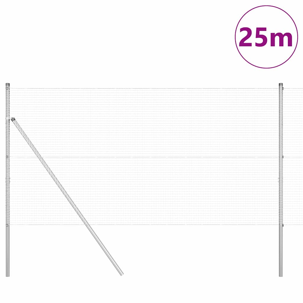 Vidaxl afrasteringspaal zilver 25 x 1,4 m (19 x 19 mm gaas) staal