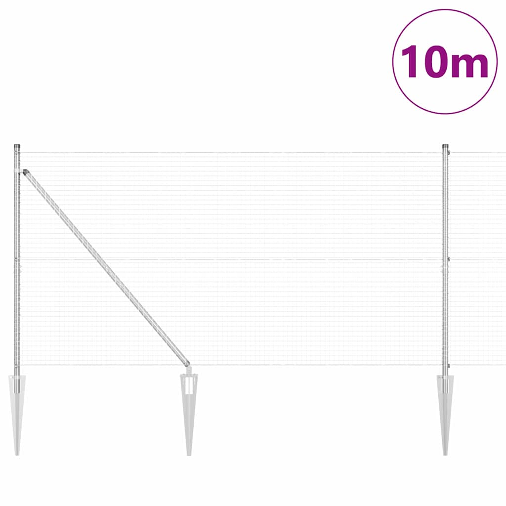 Vidaxl afrasteringspaal zilver 10 x 0,8 m (25 x 25 mm gaas) staal