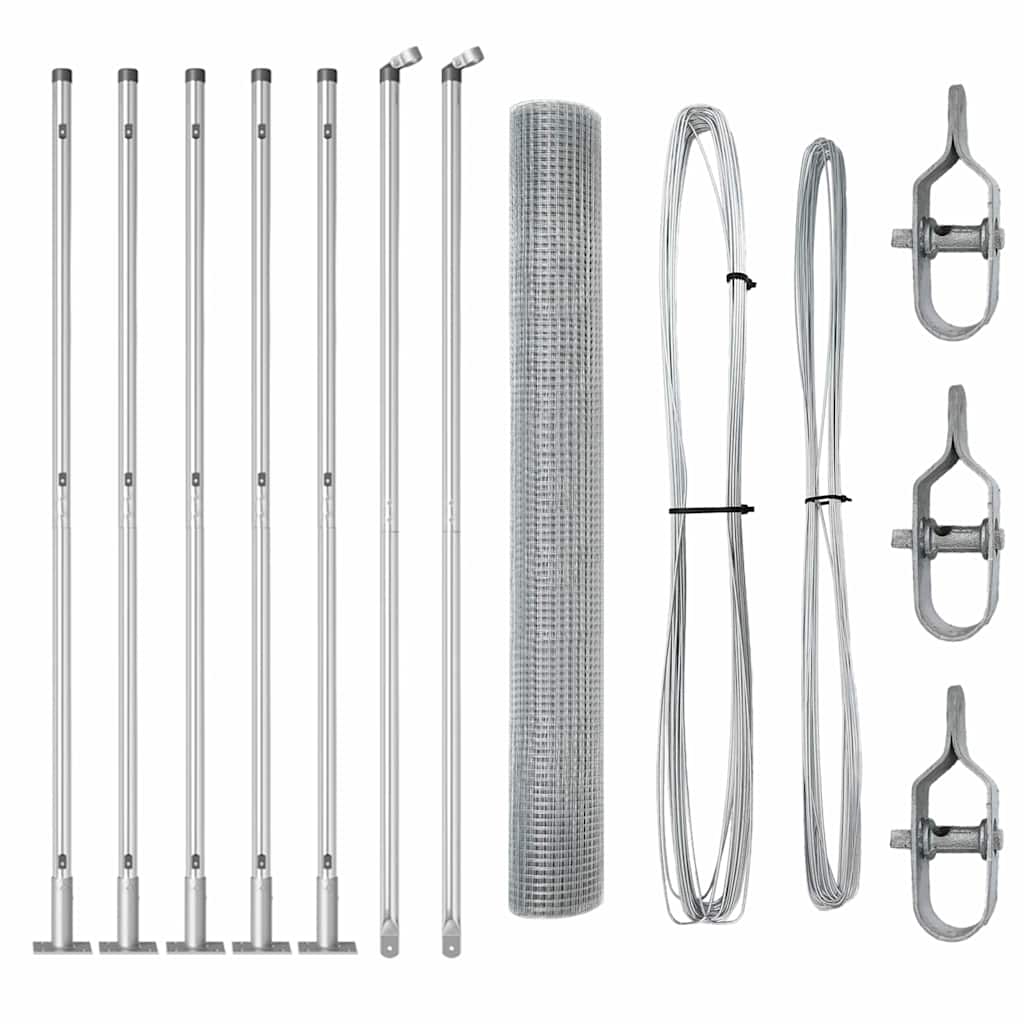 Vidaxl afrasteringspaal zilver 10 x 0,8 m (16 x 16 mm gaas) staal