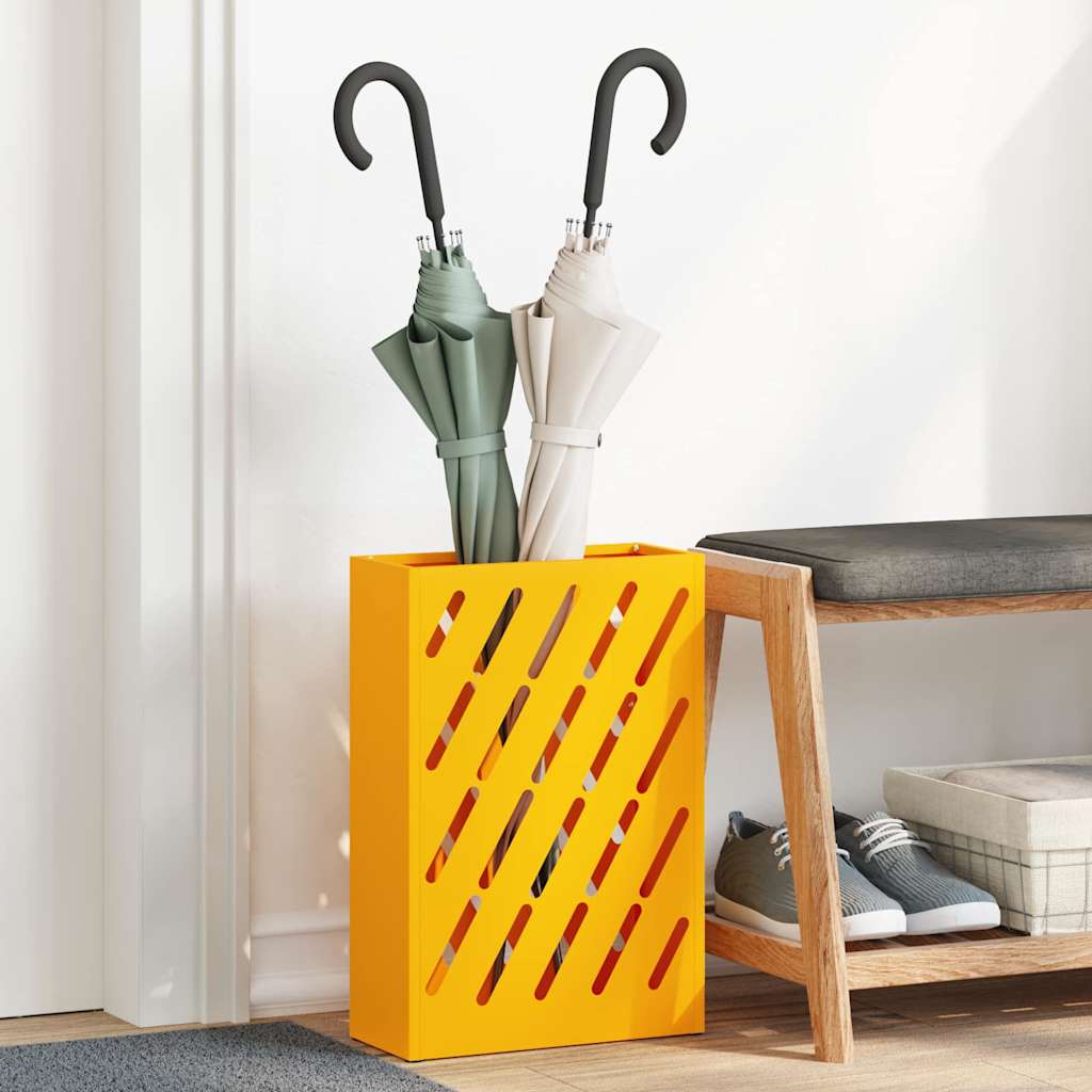 Vidaxl paraplu standaard mosterdgeel 28 x 12 x 41 cm staal