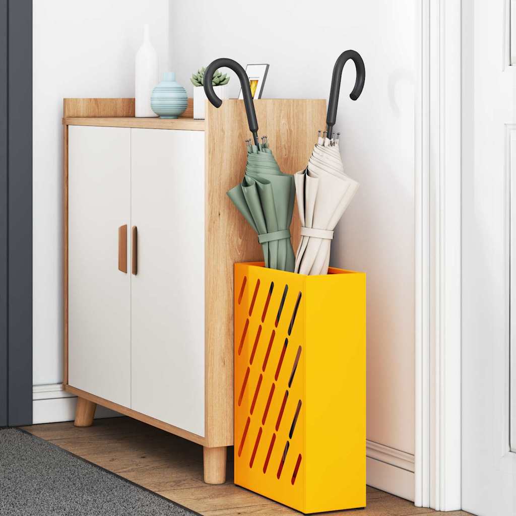 Vidaxl paraplu standaard mosterdgeel 28 x 12 x 41 cm staal