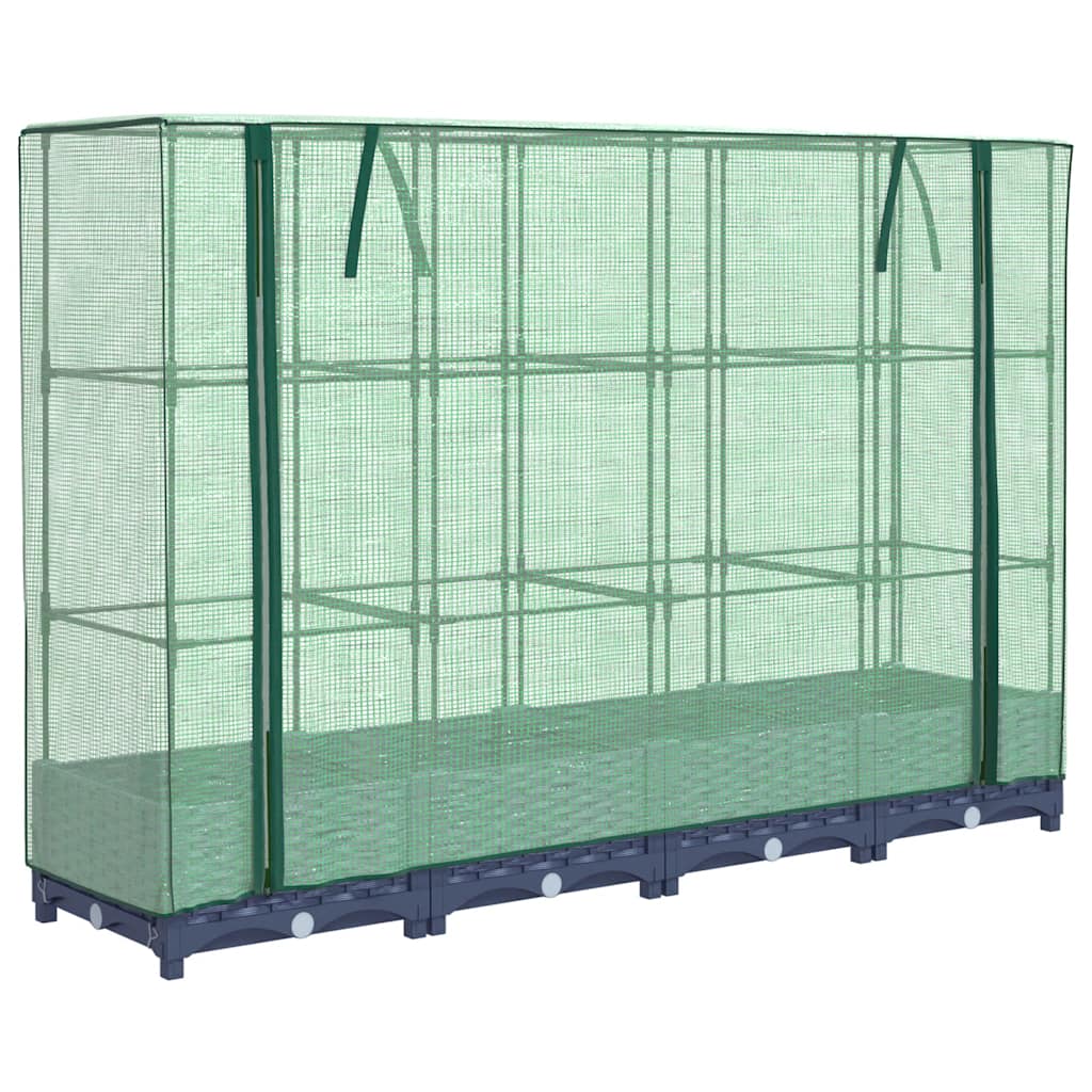 Vidaxx hævet plantekasse med drivhusdæksel rattan look 160x40x123 cm