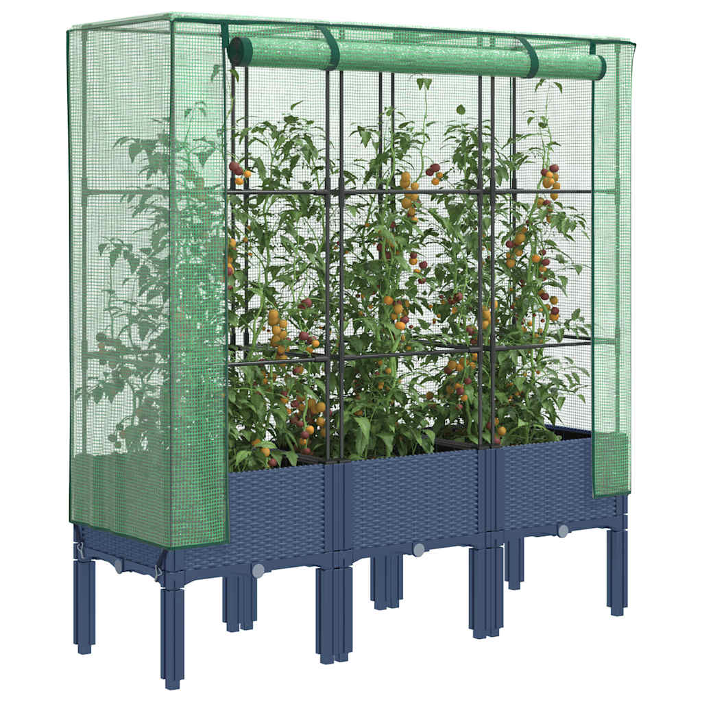 Vidaxx plantekasse hævet med drivhusdæksel 120x40x140 cm rattan look